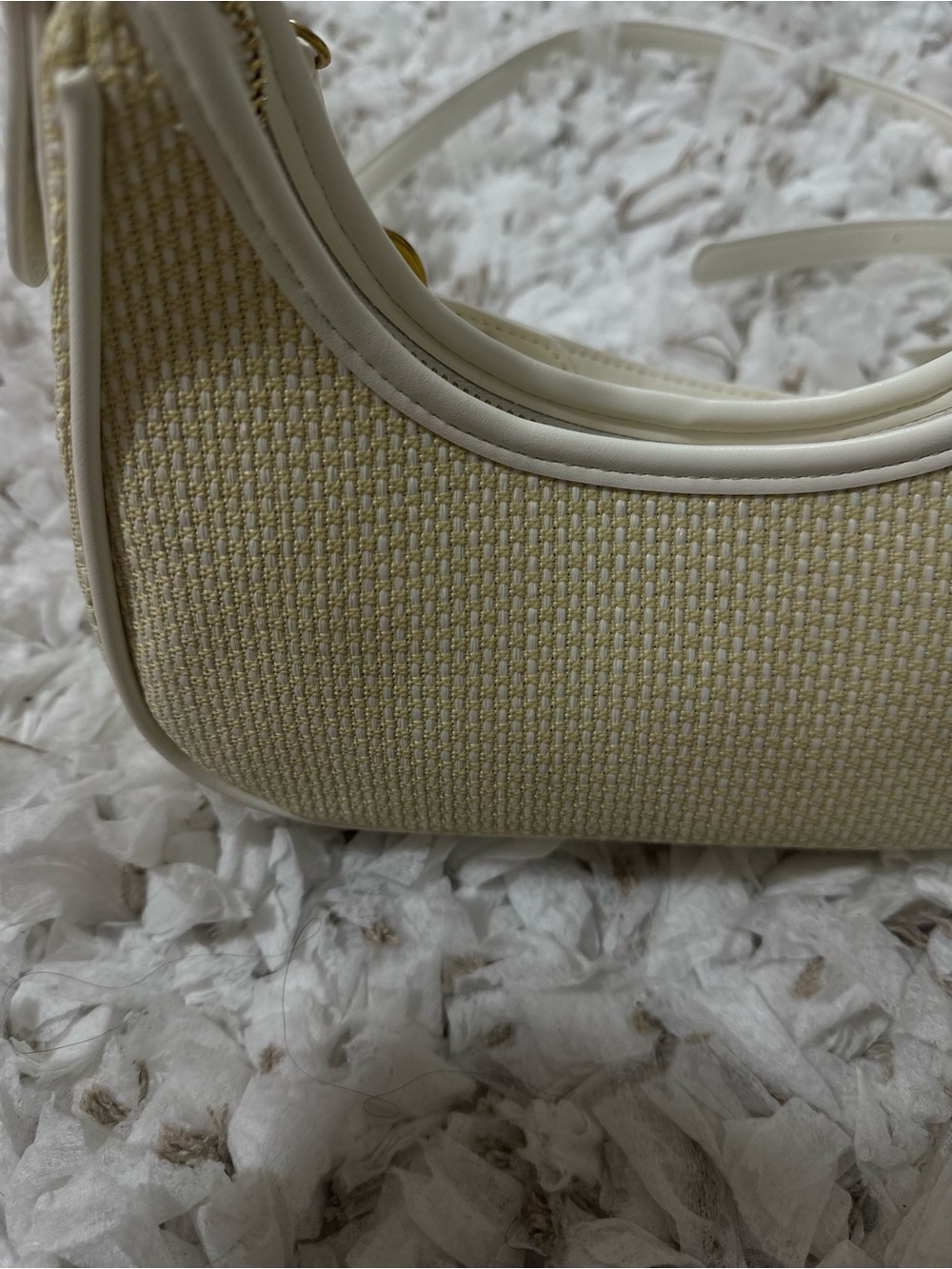 Madison West Soraya Straw Shoulder Bag Cream Gold Chain NWT - Picture 6 of 8